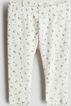 H&M Gerippte Baumwollleggings - Weiß