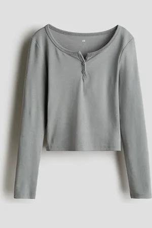 H&M Langarmshirt aus Jersey - Grau