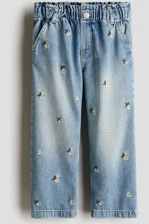 H&M Patterned Wide Leg Jeans - Blau