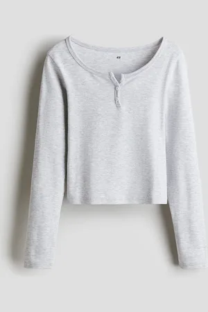 H&M Langarmshirt aus Jersey - Grau