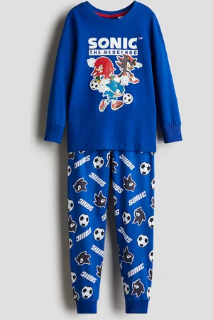 H&M Bedruckter Pyjama aus Baumwolljersey - Blau