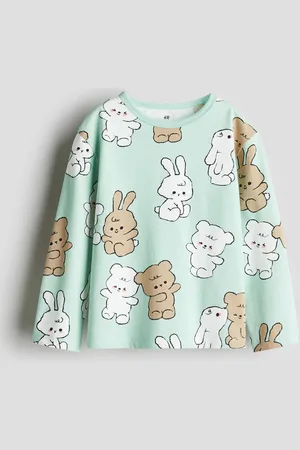 H&M Baumwollshirt mit Print - Grün