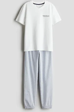 H&M Pyjama aus Baumwolljersey - Weiß