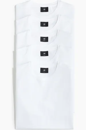 H&M 5er-Pack T-Shirts in Slim Fit - Weiß