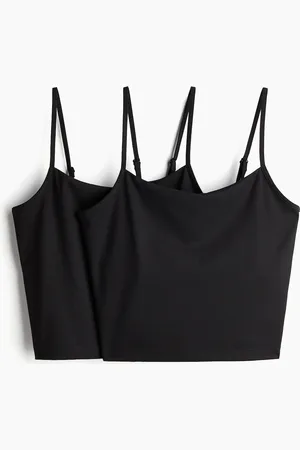 H&M 2er-Pack Sporttops mit integriertem BH - Schwarz