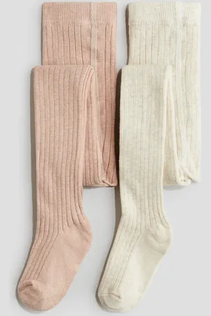 H&M 2er-Pack Gerippte Strumpfhosen - Pink