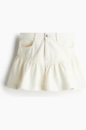 H&M Denimrock mit Peplum - Weiß