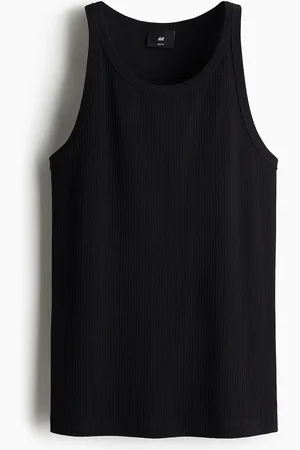 H&M Geripptes Tanktop in Slim Fit - Schwarz
