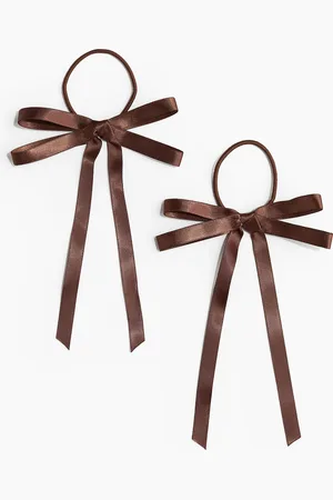 H&M 2er-Pack Haargummis mit Schleife - Braun