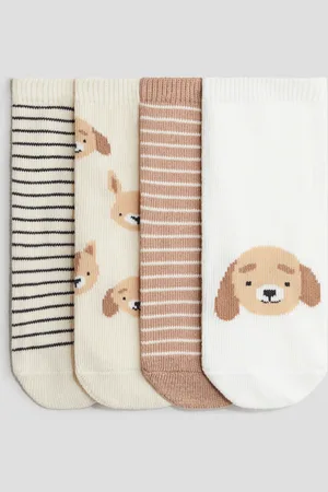 H&M 4er-Pack Socken - Beige