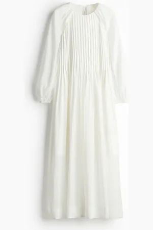 H&M Maxikleid mit Biesenfalten - Weiß