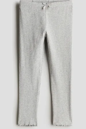 H&M Gerippte Baumwollleggings - Grau