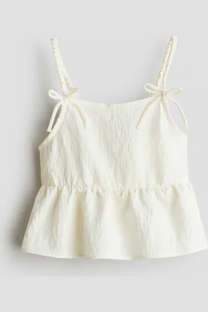H&M Peplumtop mit Zierschleifen - Weiß