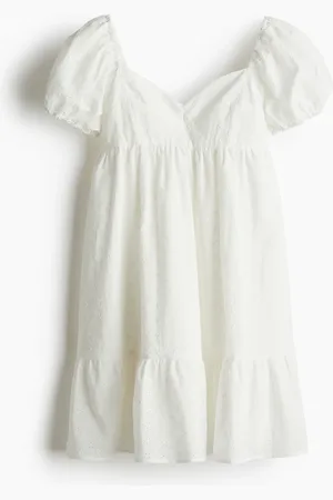 H&M Kleid mit Puffärmeln - Weiß