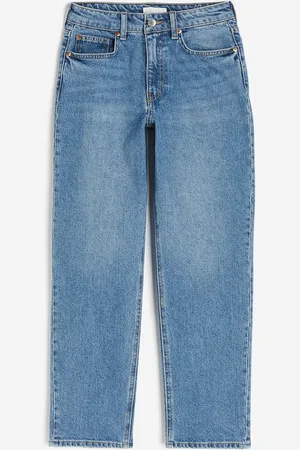 H&M Slim Straight High Ankle Jeans - Blau