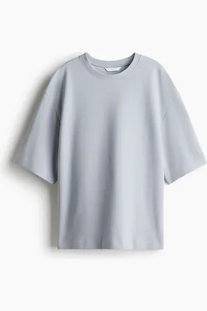 H&M Kastiges T-Shirt aus Interlock-Jersey - Blau