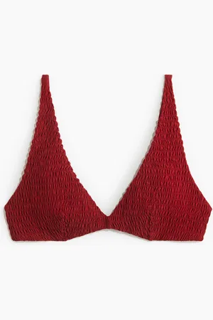 H&M Gesmoktes Triangel-Bikinitop - Rot