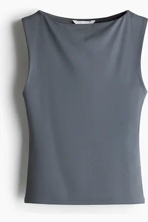 H&M Mikrofaser-Top mit U-Boot-Ausschnitt - Grau