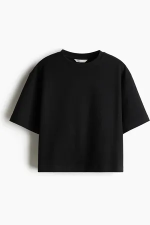 H&M Kastiges T-Shirt aus Interlock-Jersey - Schwarz
