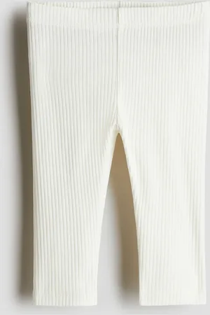 H&M Gerippte Baumwollleggings - Weiß