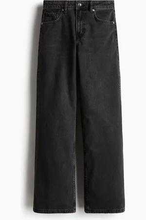H&M Wide High Jeans - Schwarz