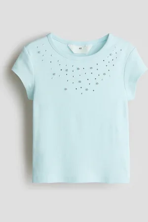 H&M Verziertes Baumwollshirt - Türkis