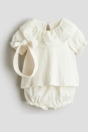 H&M 3-teiliges Set aus Crinkle-Jersey - Weiß