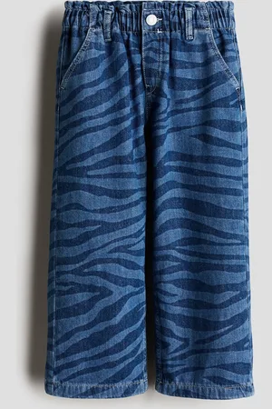 H&M Patterned Wide Leg Jeans - Blau