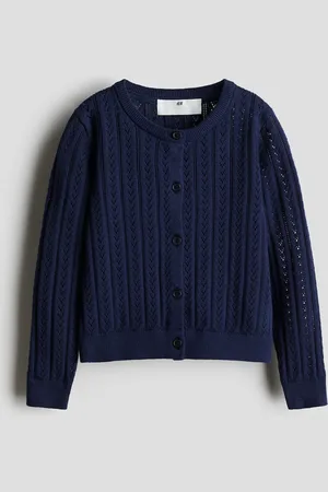 H&M Baumwoll-Cardigan in Pointellestrick - Blau