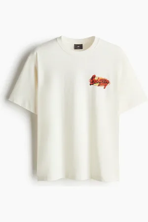 H&M Bedrucktes T-Shirt in Loose Fit - Weiß