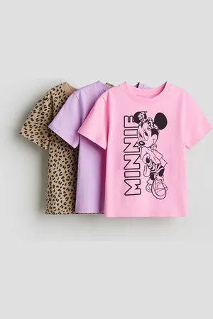 H&M 3er-Pack Shirts mit Druck - Pink