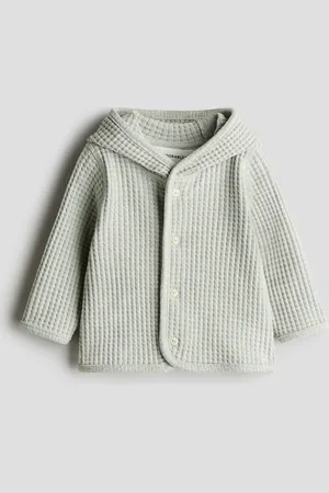 H&M Baumwoll-Cardigan mit Waffelstruktur - Grün