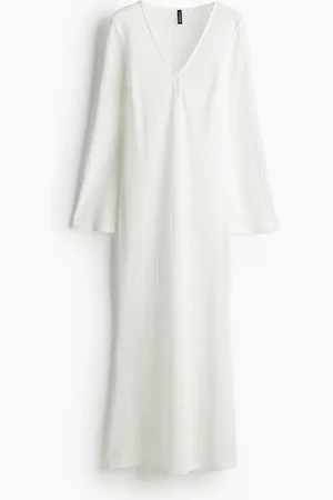 H&M Strickkleid im Häkellook - Weiß
