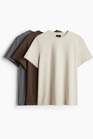 H&M 3er-Pack T-Shirts in Regular Fit - Beige