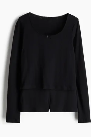 H&M Pyjama mit Pointellemuster - Schwarz