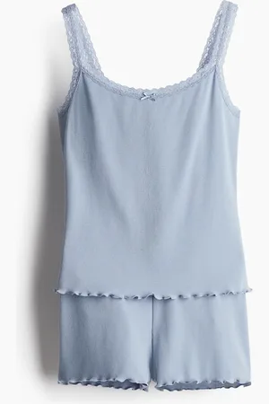 H&M Gerippter Pyjama - Blau