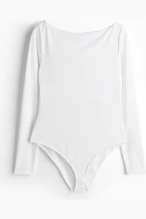 H&M Body mit U-Boot-Ausschnitt - Weiß