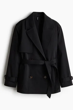 H&M Kurzer Trenchcoat aus Twill - Schwarz