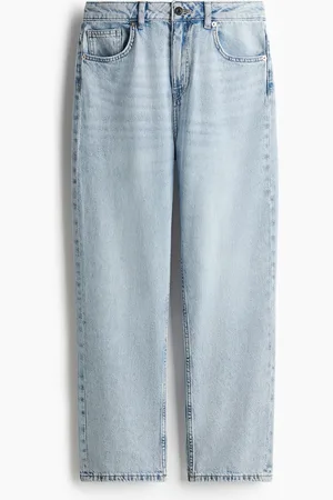 H&M Straight High Ankle Jeans - Blau