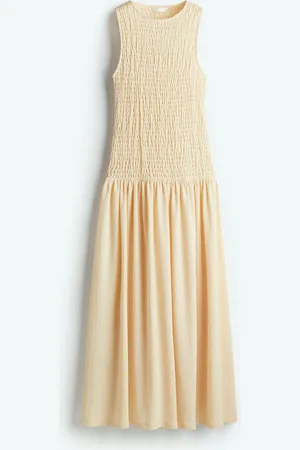 H&M Gesmoktes Jerseykleid - Gelb