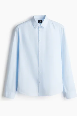 H&M Easy-Iron-Hemd in Slim Fit - Blau