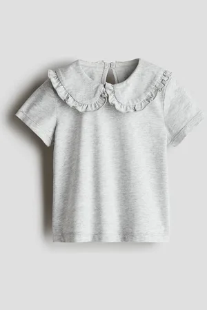 H&M Baumwollshirt mit Kragen - Grau