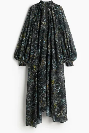 H&M Gemustertes Chiffonkleid - Schwarz