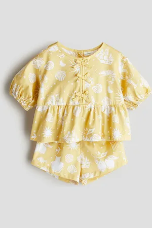 H&M 2-teiliges Set aus Baumwollpopeline - Gelb