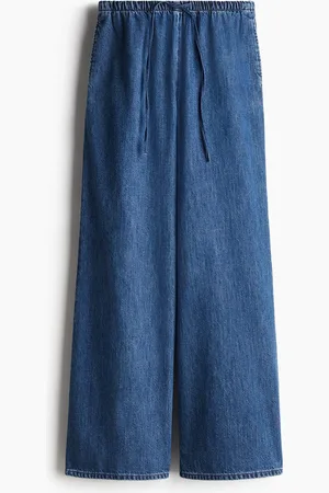 H&M Feather Soft Jeanshose mit Kordelzug - Blau