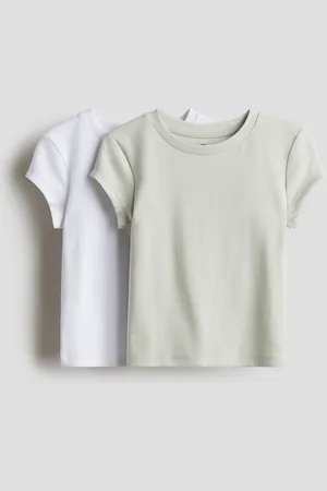 H&M 2er-Pack Shirts aus Baumwolljersey - Türkis