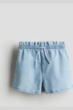 H&M Paperbag-Shorts aus Denim - Blau
