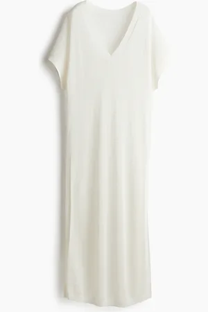 H&M Strandkleid in Pointellestrick - Weiß