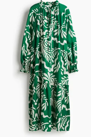 H&M Kleid mit Volantkragen - Grün