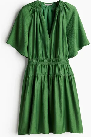 H&M Gesmoktes Kleid - Grün